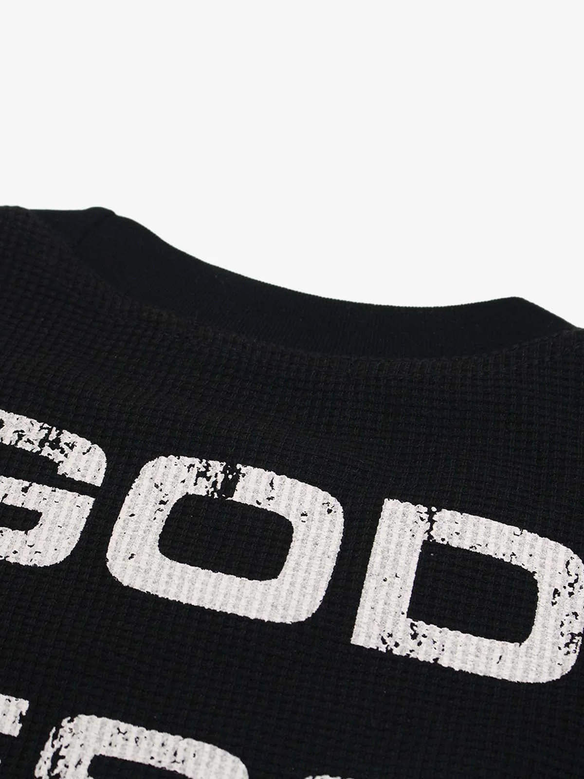 Street Cross Lettering Print Uzun Kollu T-shirt