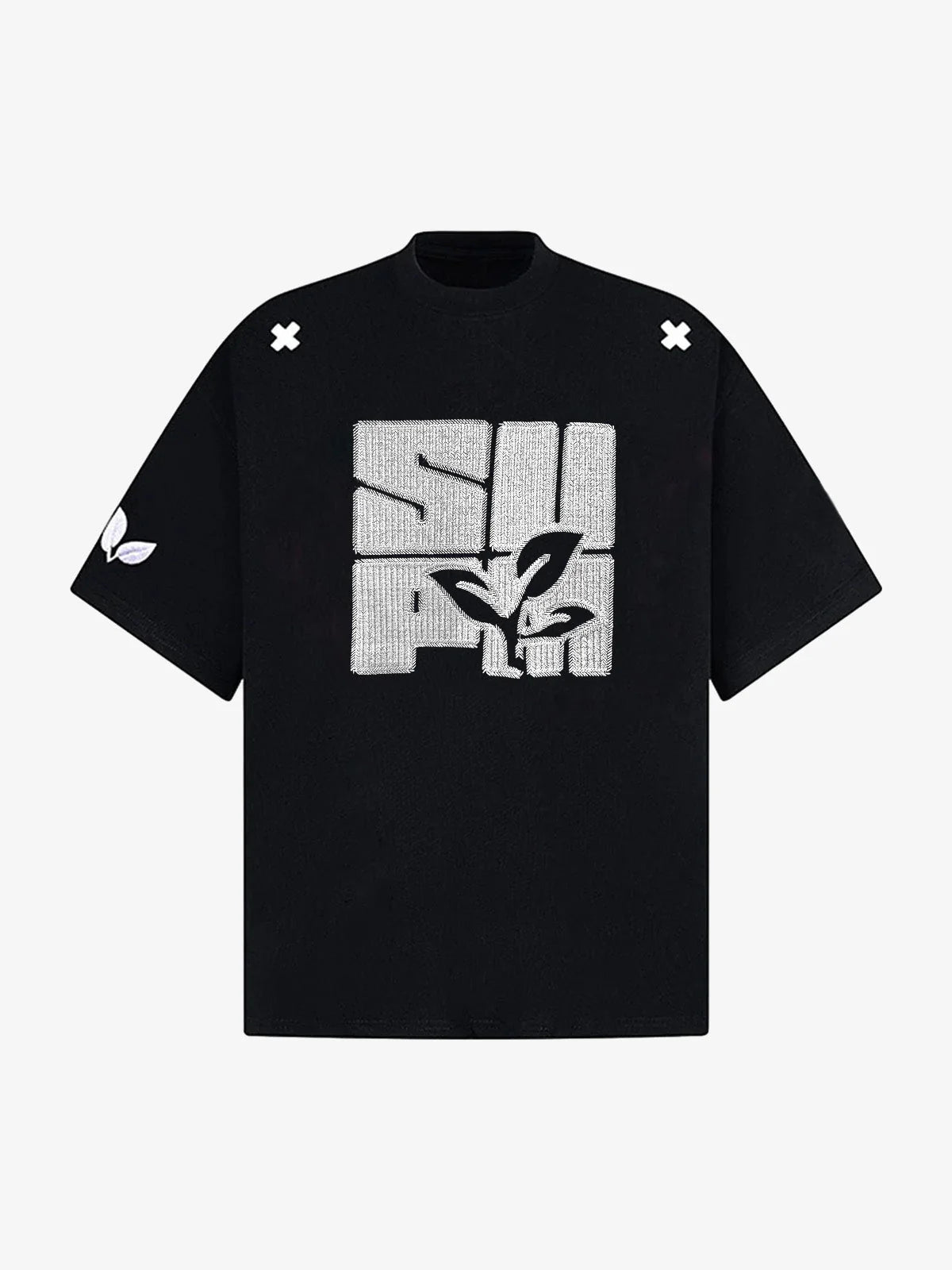 Çiçek Desenli Grafik Baskı T-Shirt