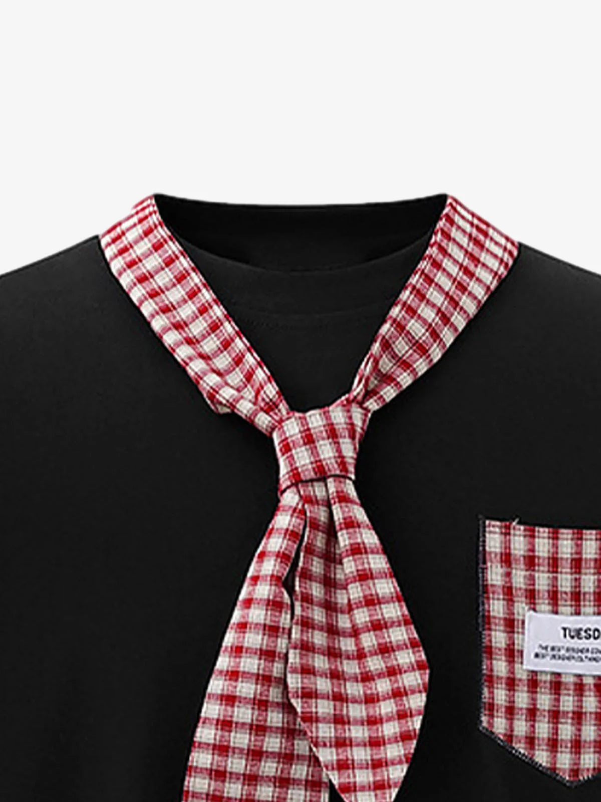 Sokak Kareli Kravatlı Kısa Kollu T-Shirt