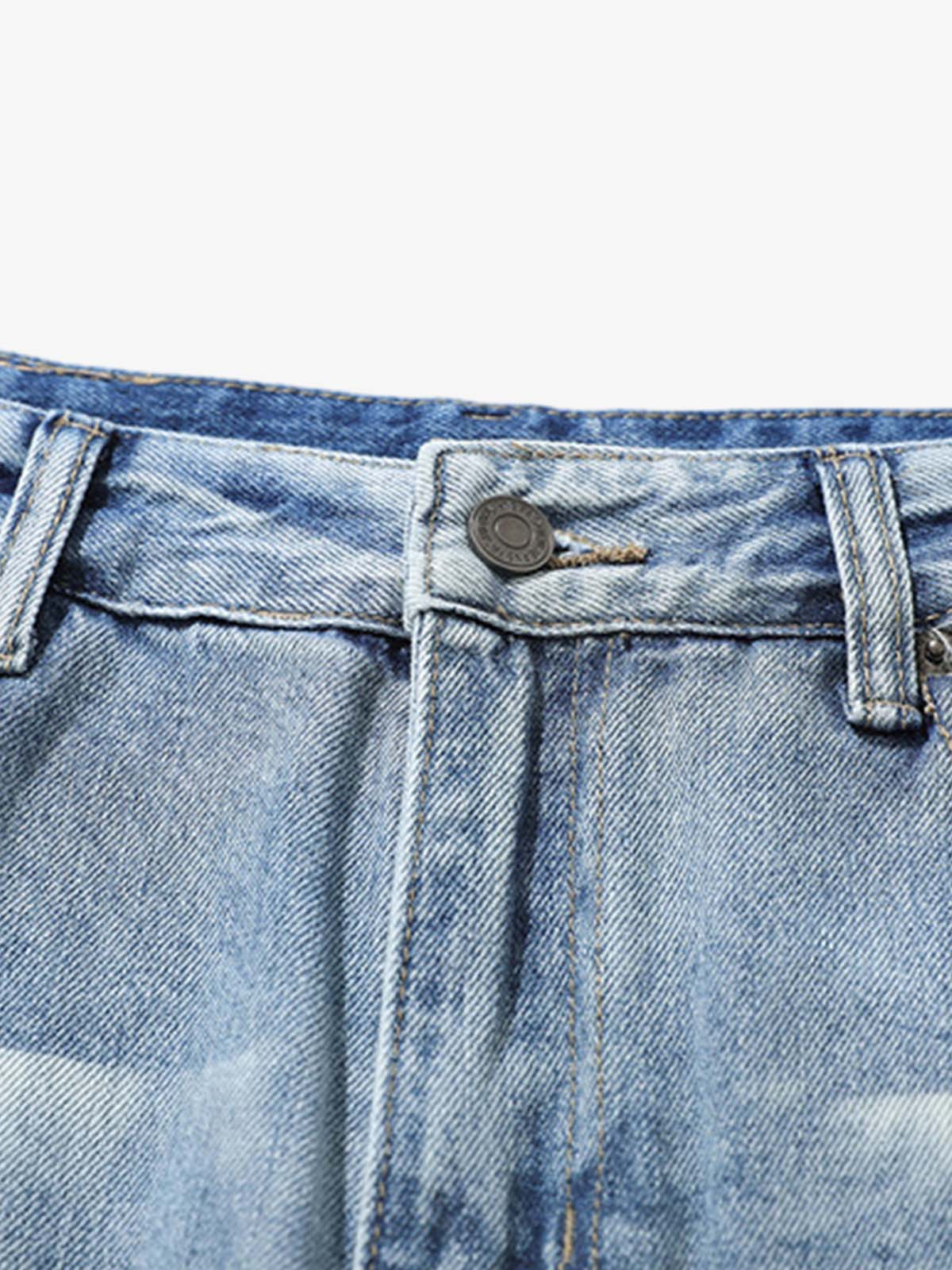 Hip-Hop Kesim Yıpranmış Jeans