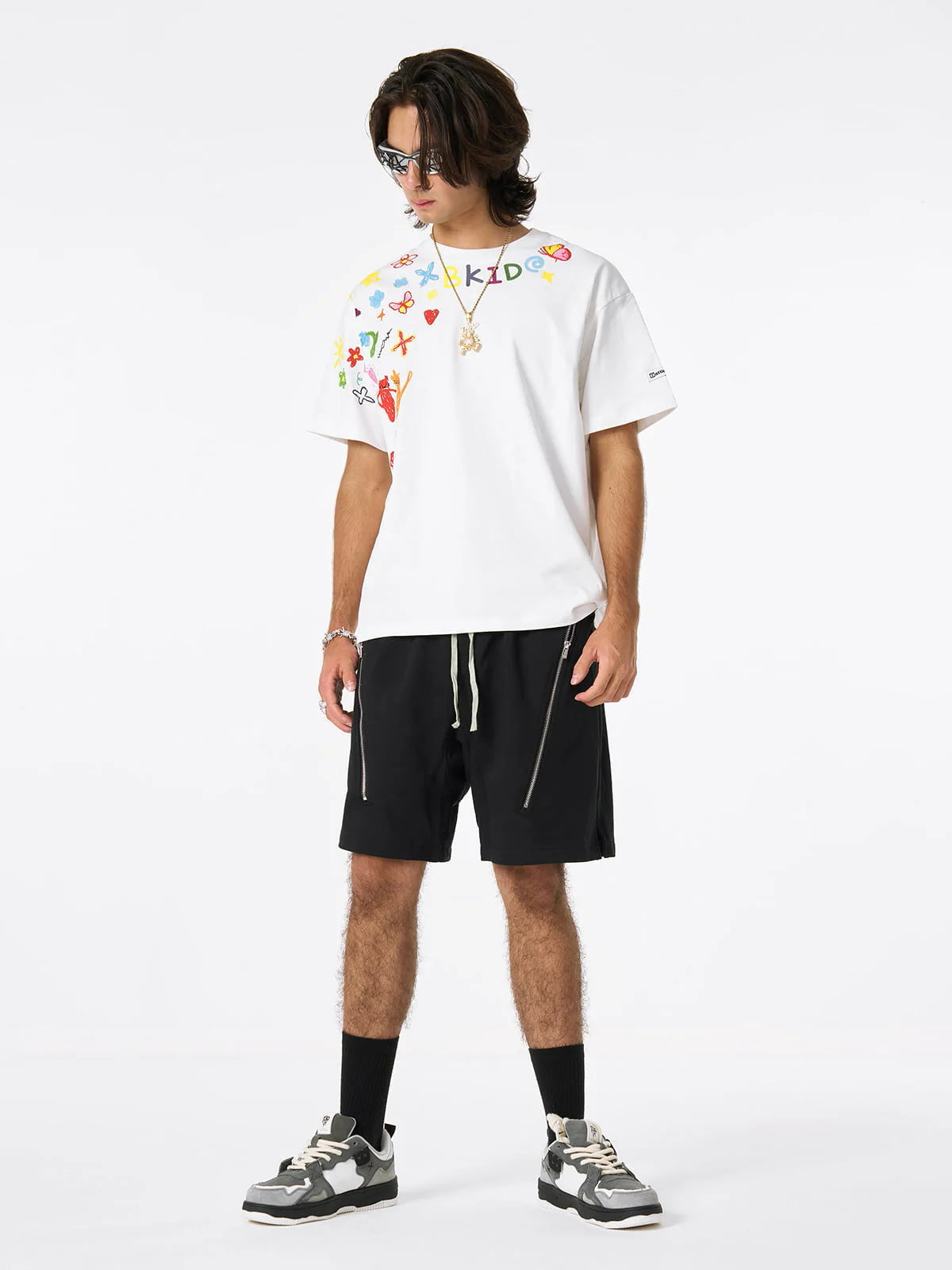 Retro Graffiti El Boyaması T-Shirt