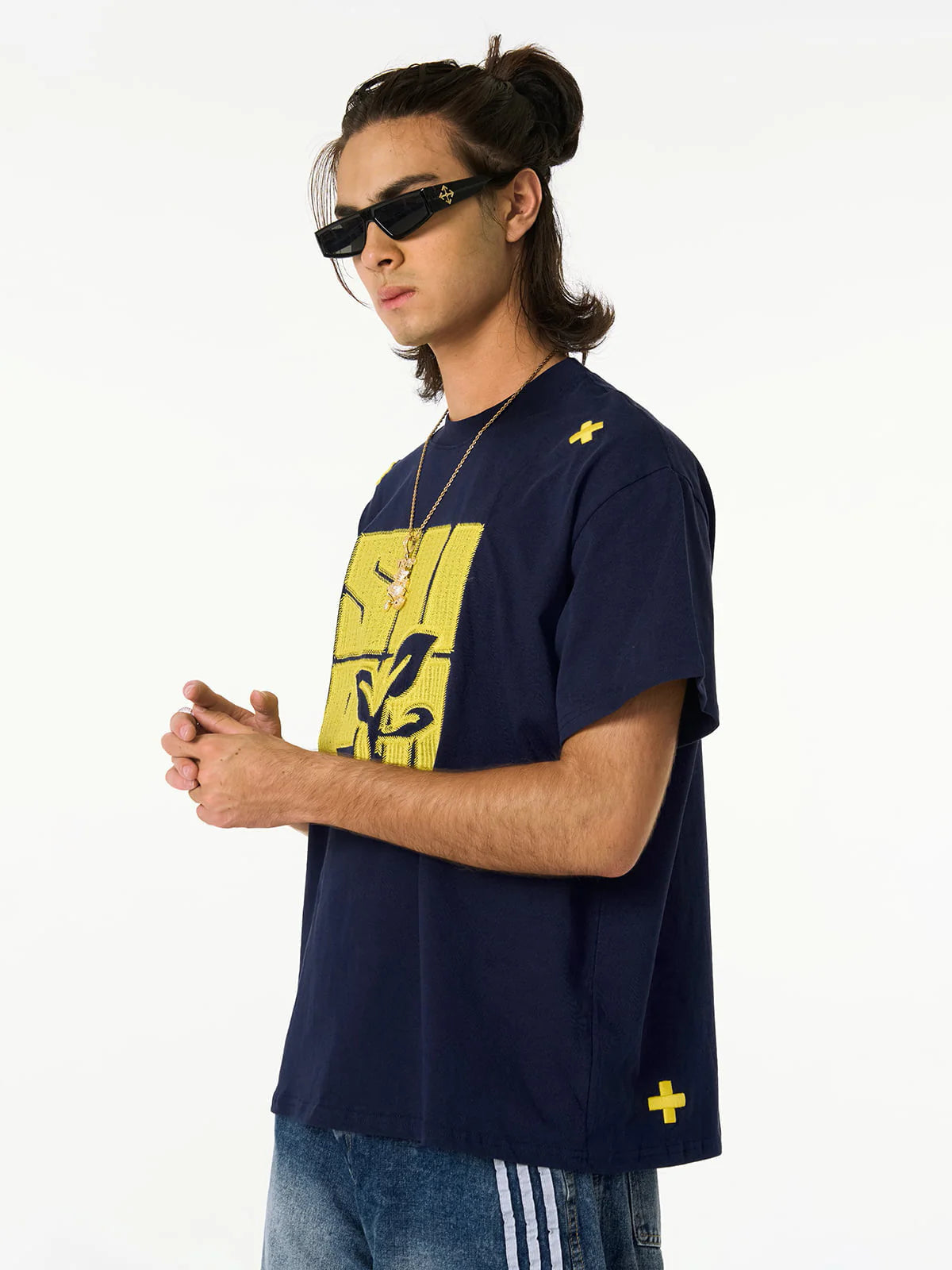 Çiçek Desenli Grafik Baskı T-Shirt