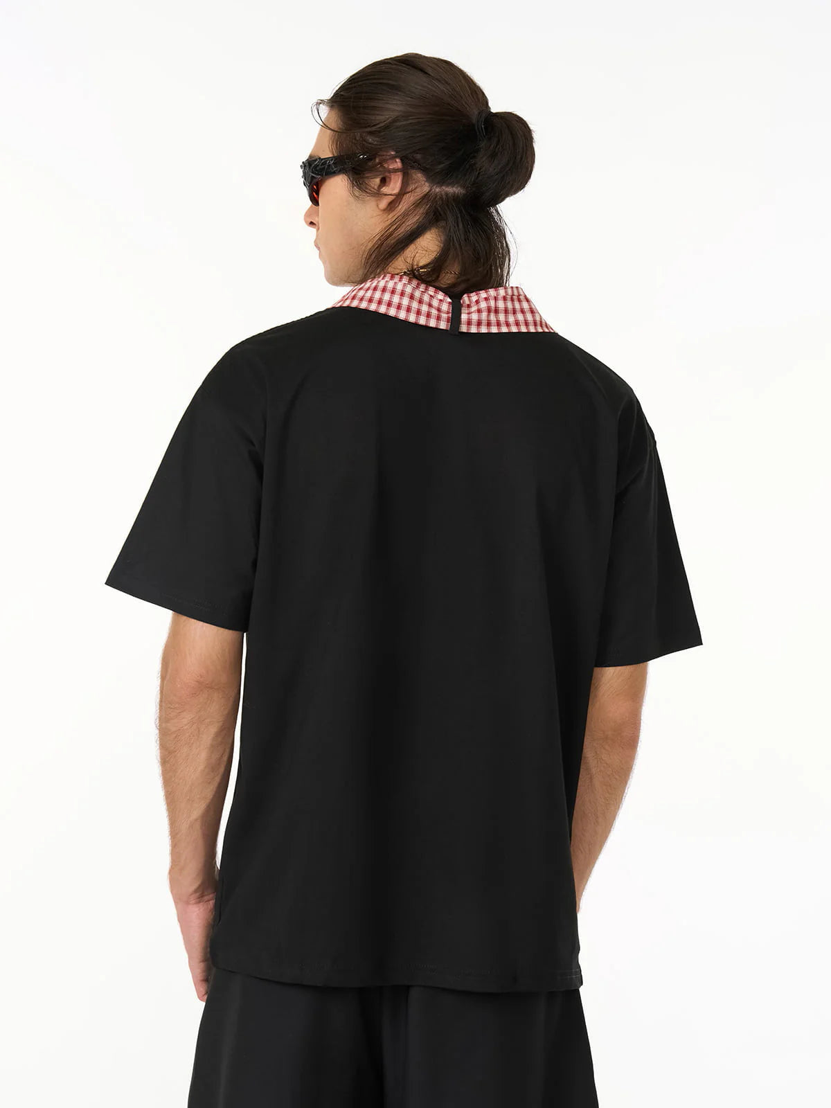 Sokak Kareli Kravatlı Kısa Kollu T-Shirt