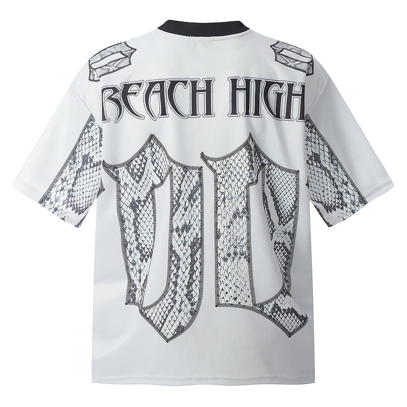 Jersey Stil Yılan Desenli T-Shirt