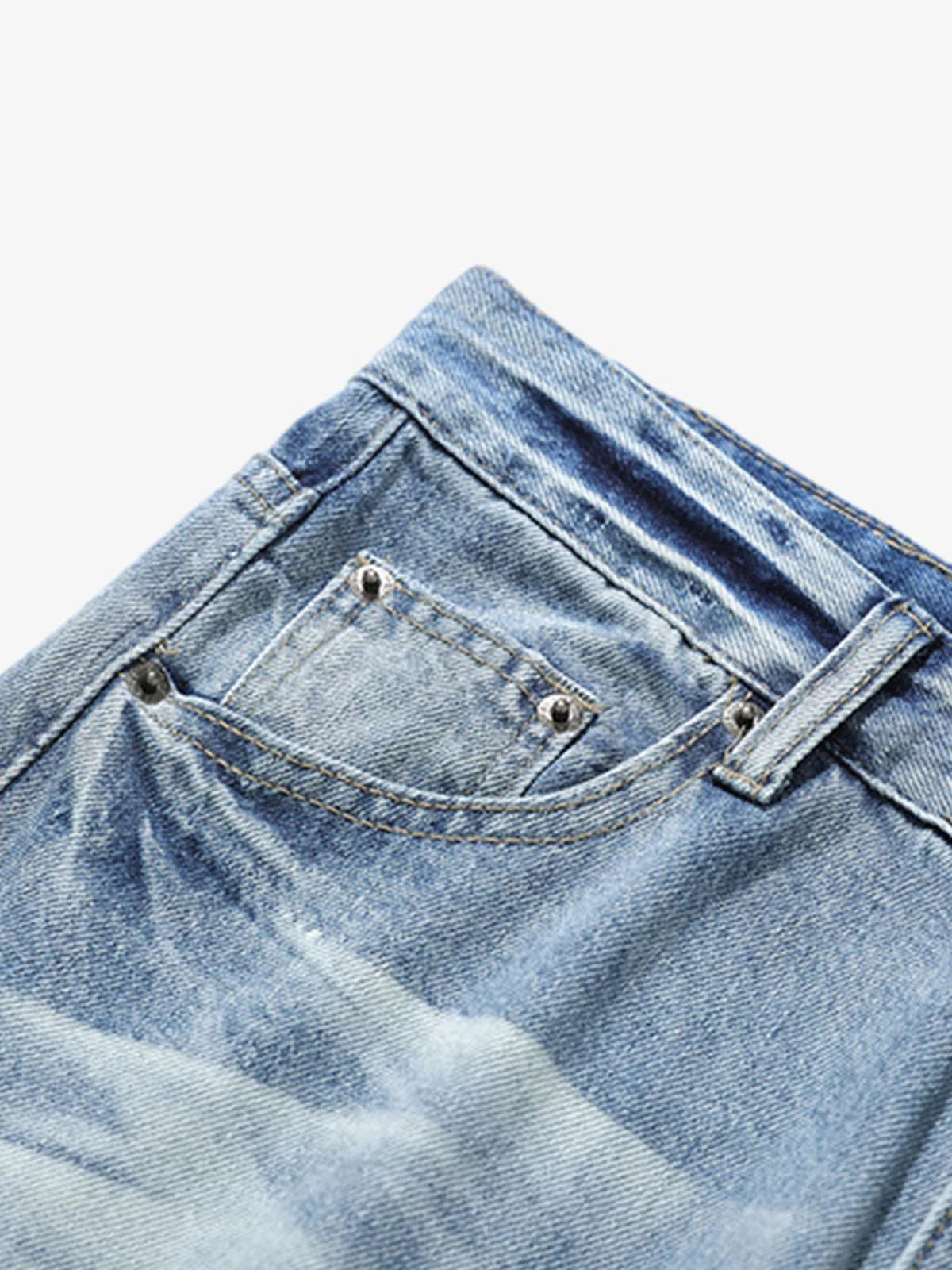Hip-Hop Kesim Yıpranmış Jeans