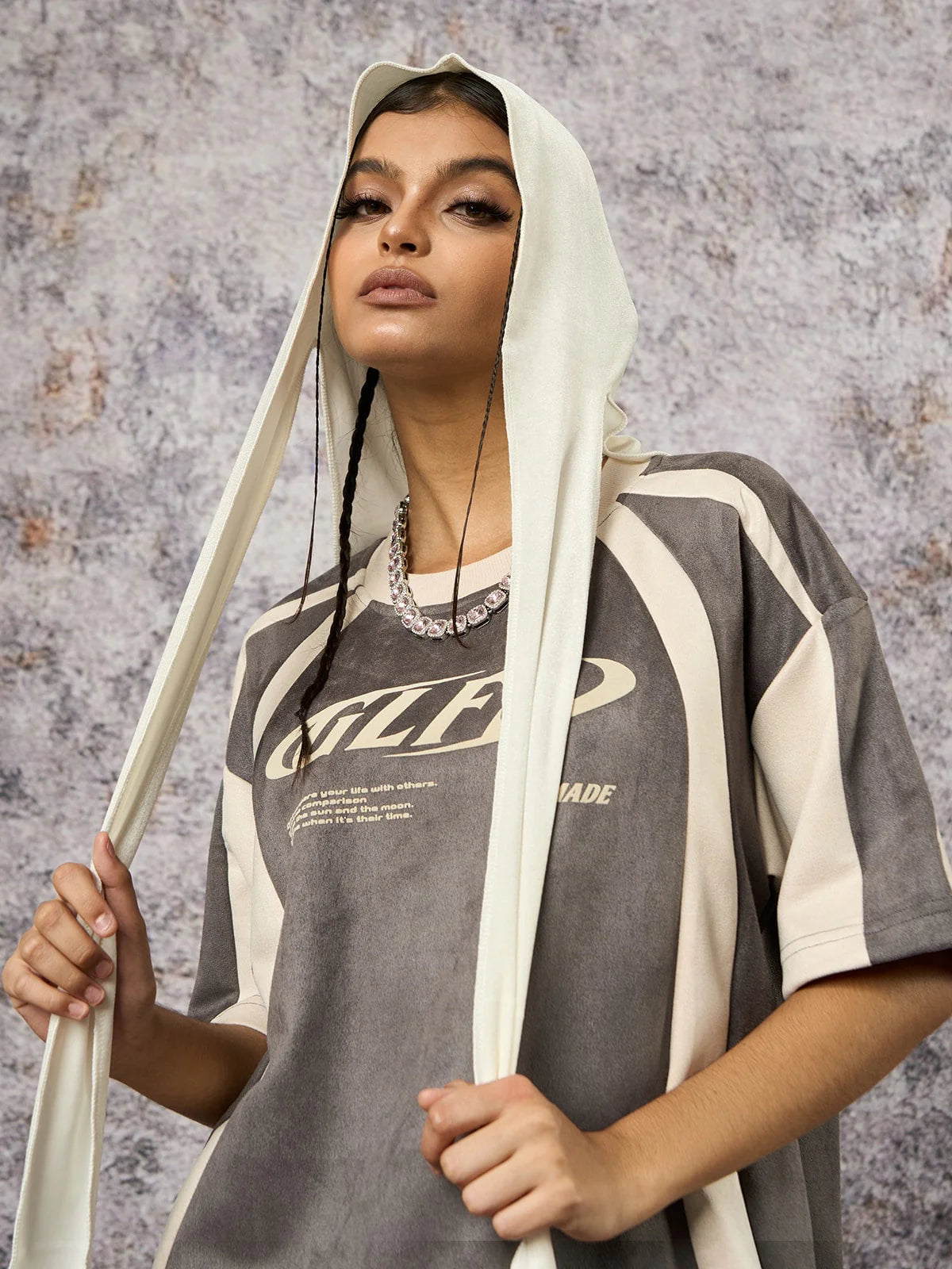 Jersey Dekonstrüktif Kontrast Renkli Dikişli Baskılı T-shirt