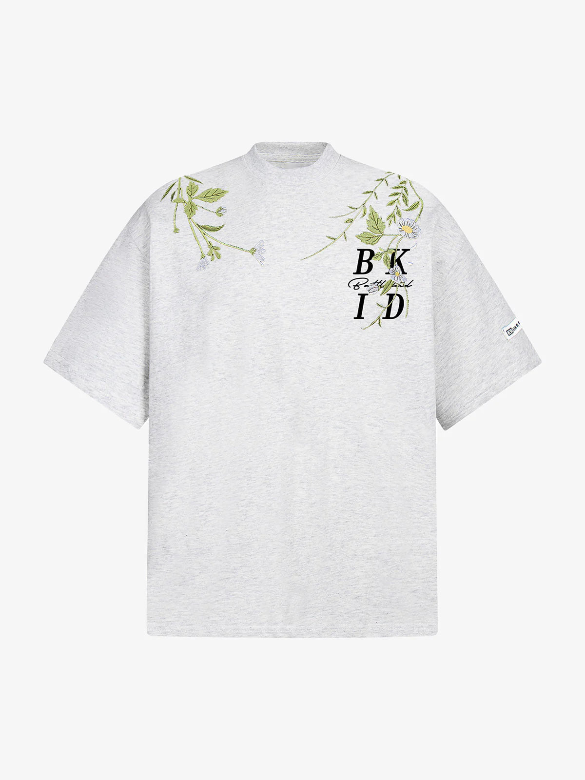 Çiçek İşlemeli Oversized Kısa Kollu T-Shirt