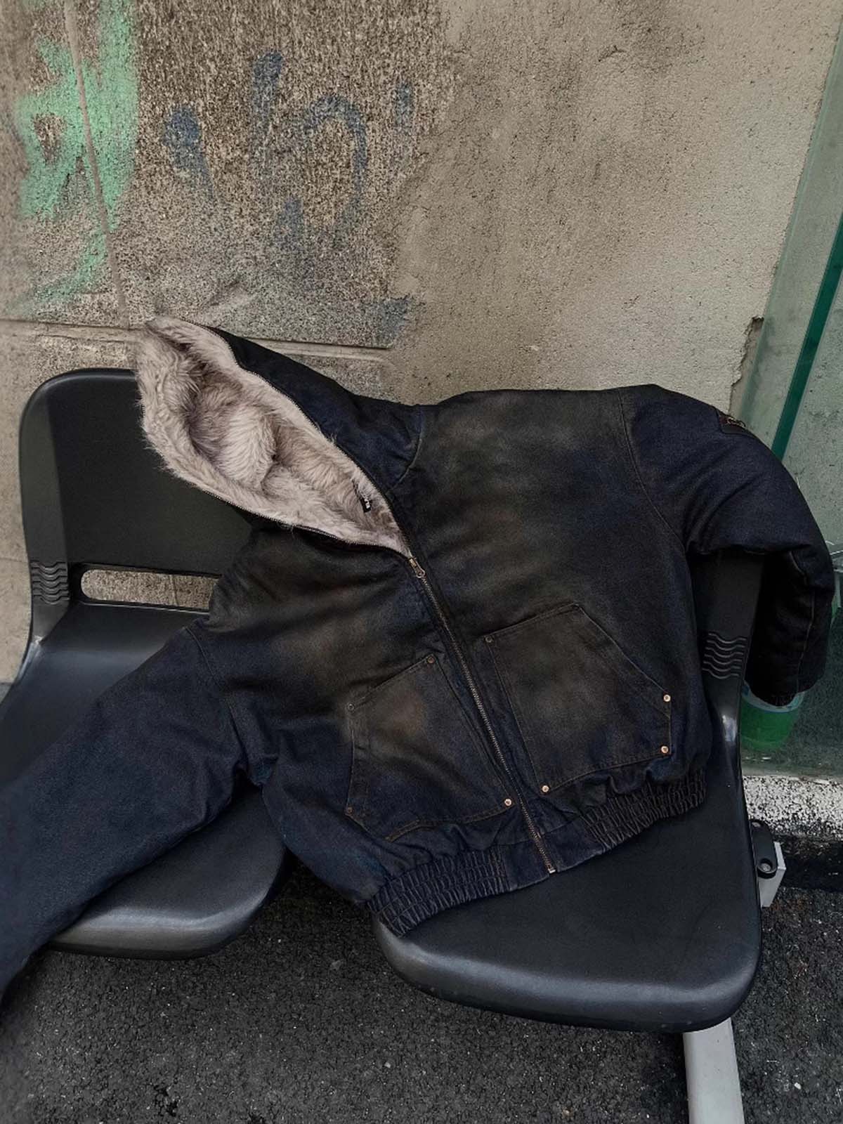Washed Kürk Kapüşonlu Ceket