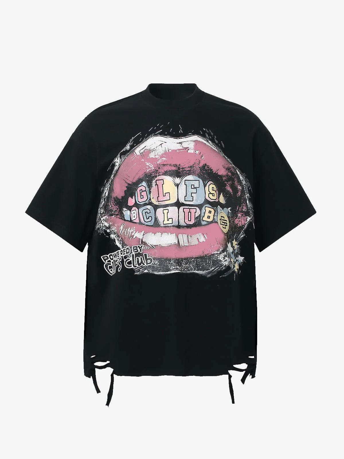 Retro Harfli Dudak Grafikli T-Shirt
