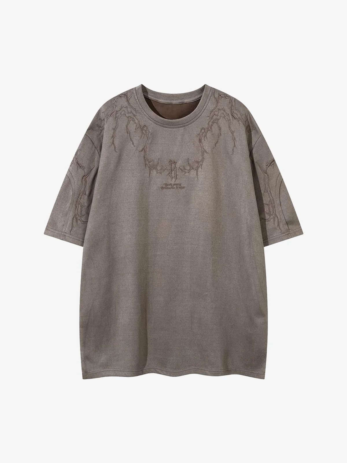 Diken Nakışlı Süet T-Shirt