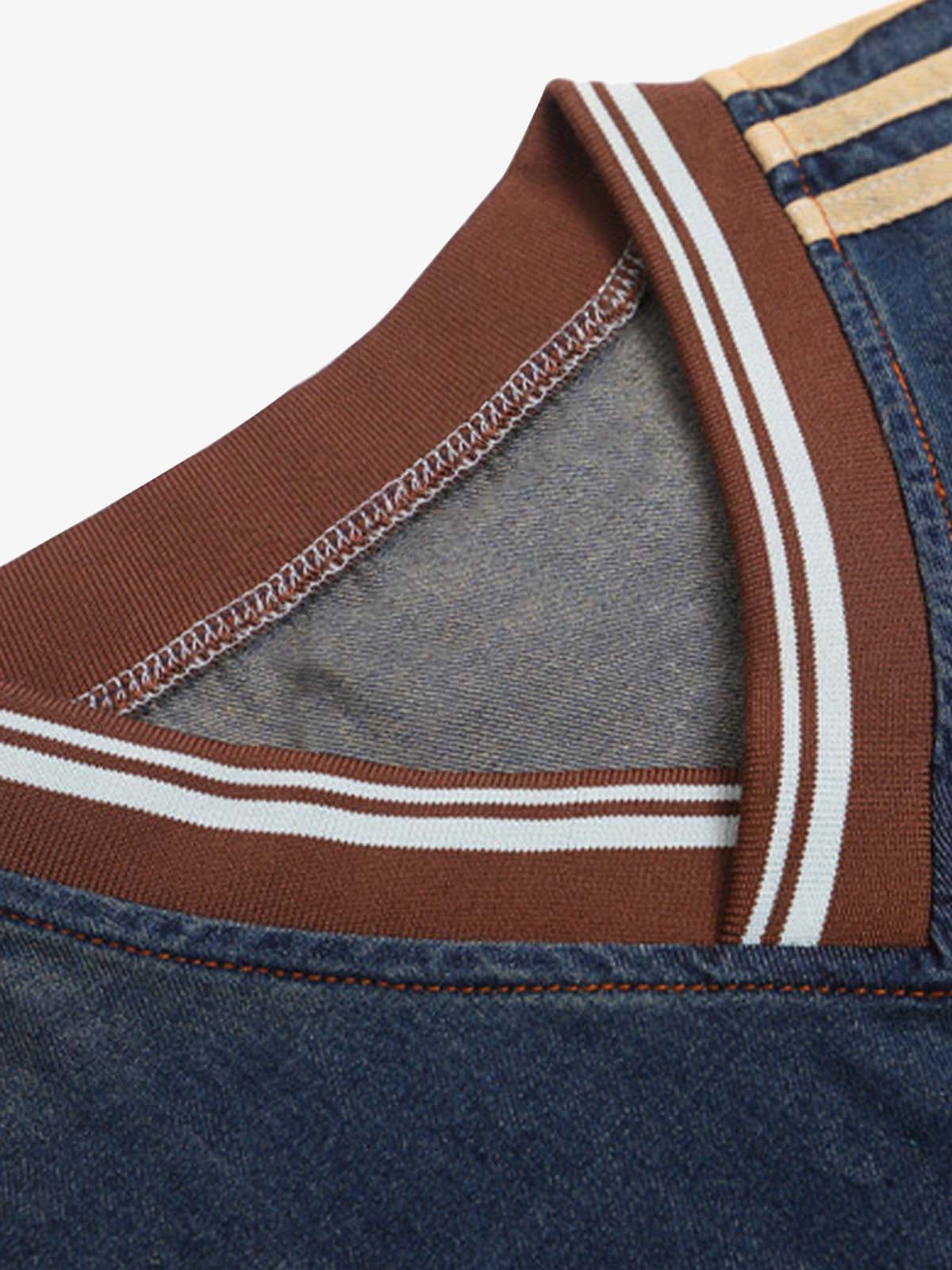 Vintage Yıpranmış Washed Gradyan Denim T-shirt