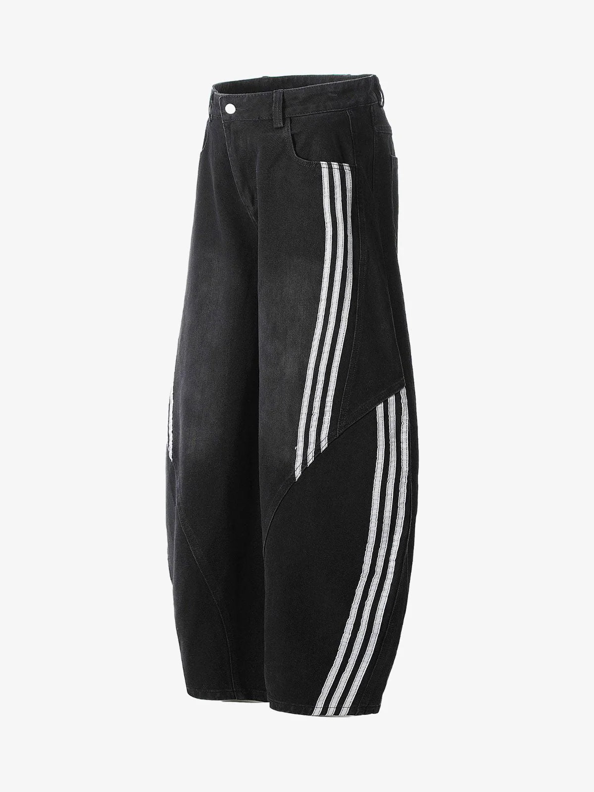 Çizgili Dikişli Barrel Jeans