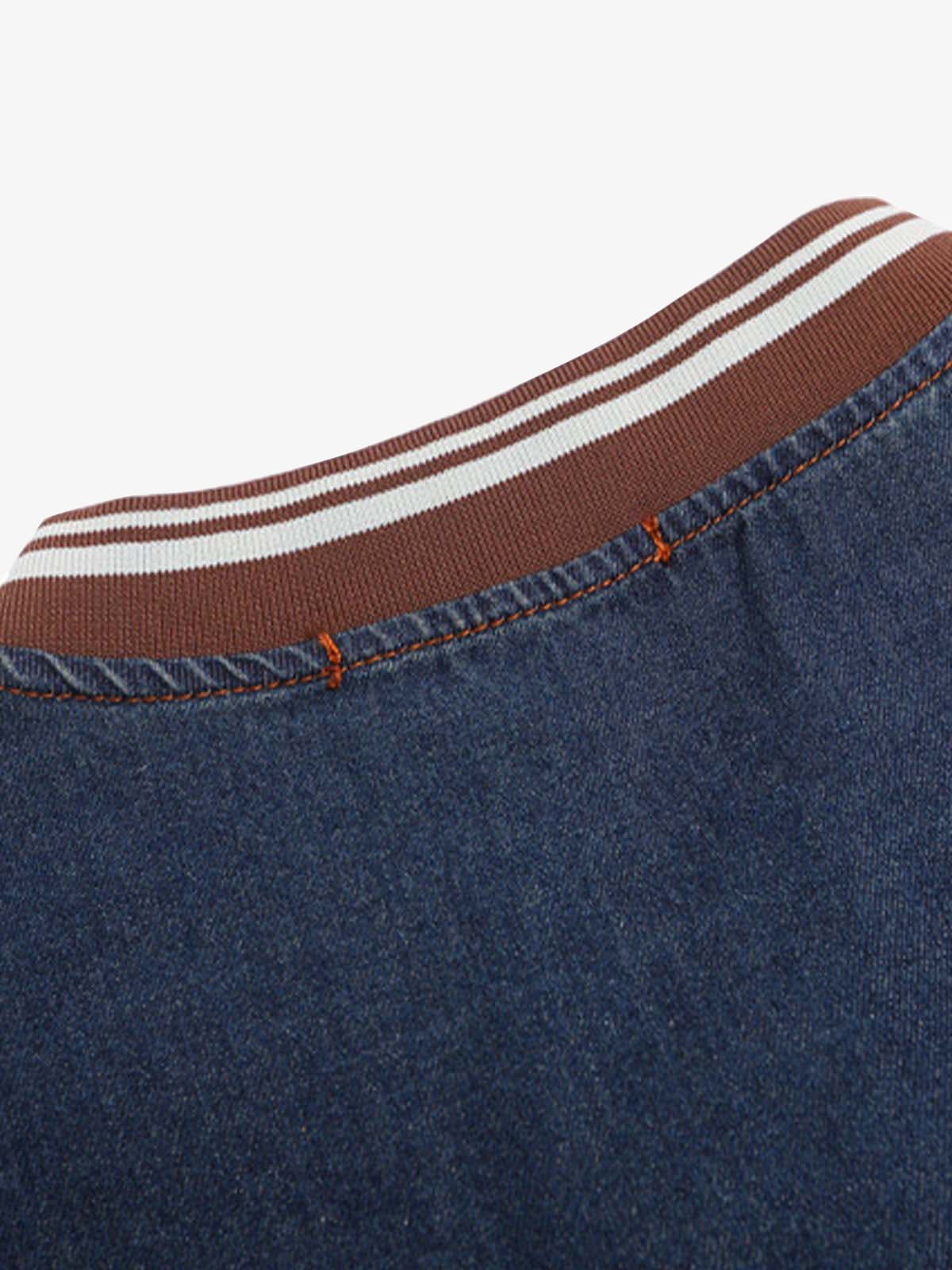 Vintage Yıpranmış Washed Gradyan Denim T-shirt