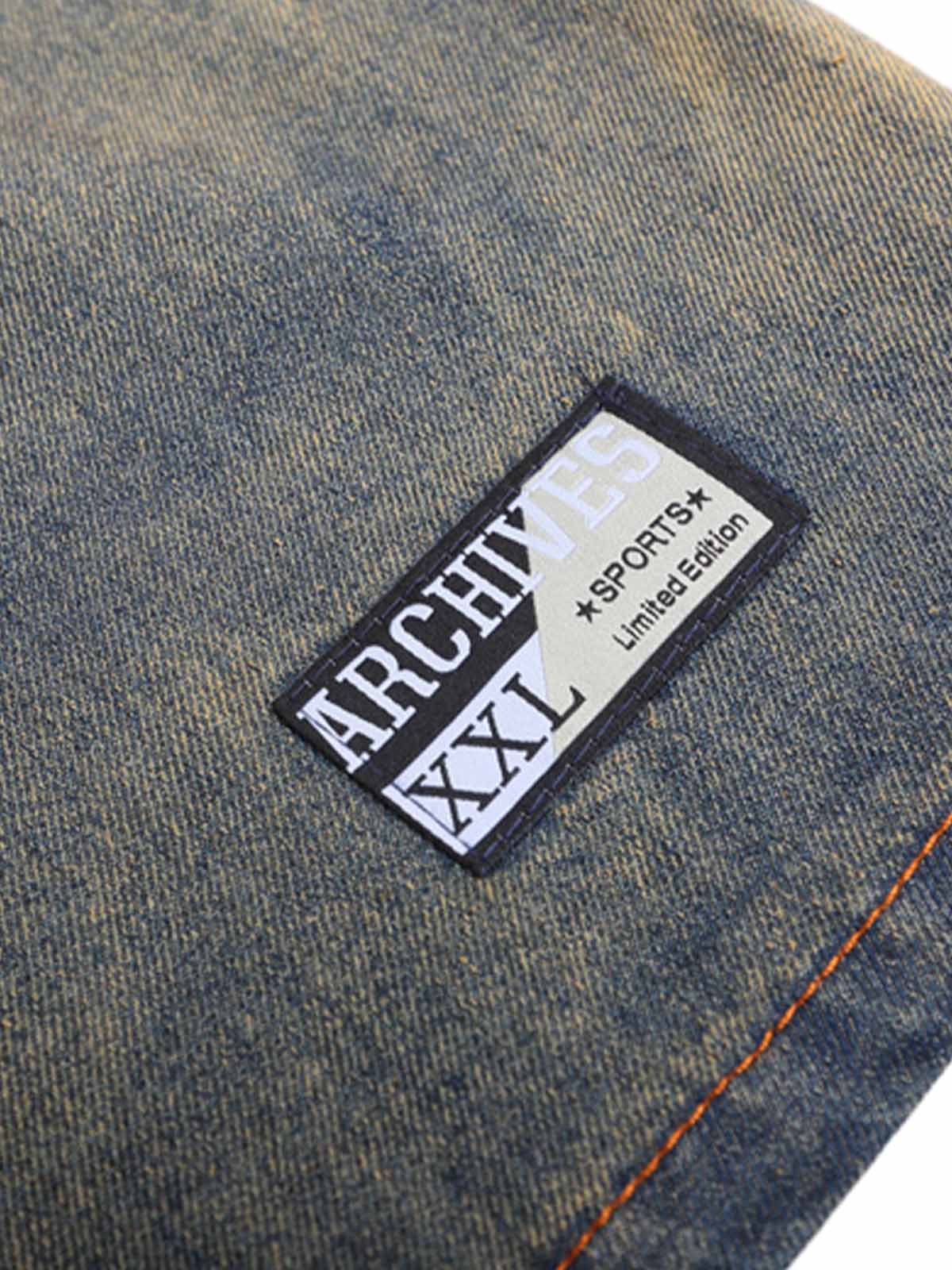 Vintage Yıpranmış Washed Gradyan Denim T-shirt