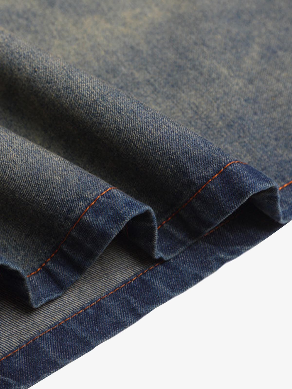 Vintage Yıpranmış Washed Gradyan Denim T-shirt