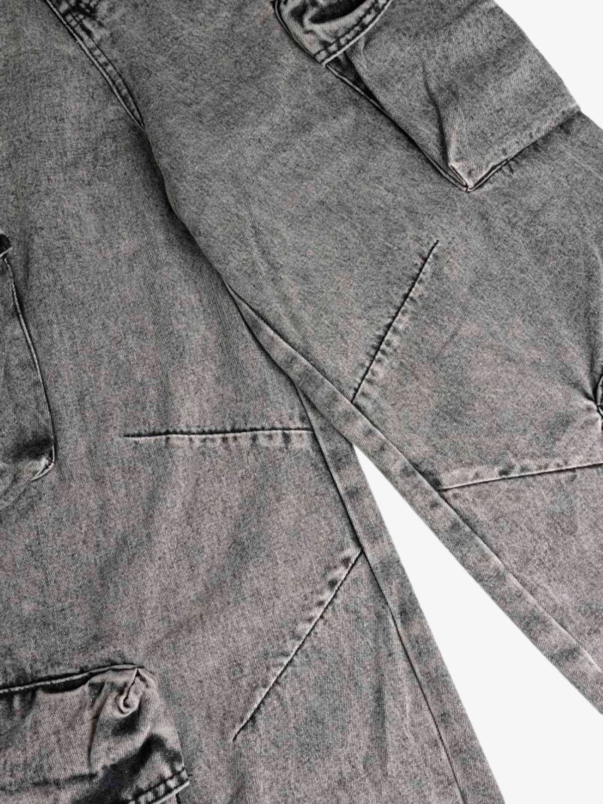 Washed Çok Cepli Kargo Kot Pantolon