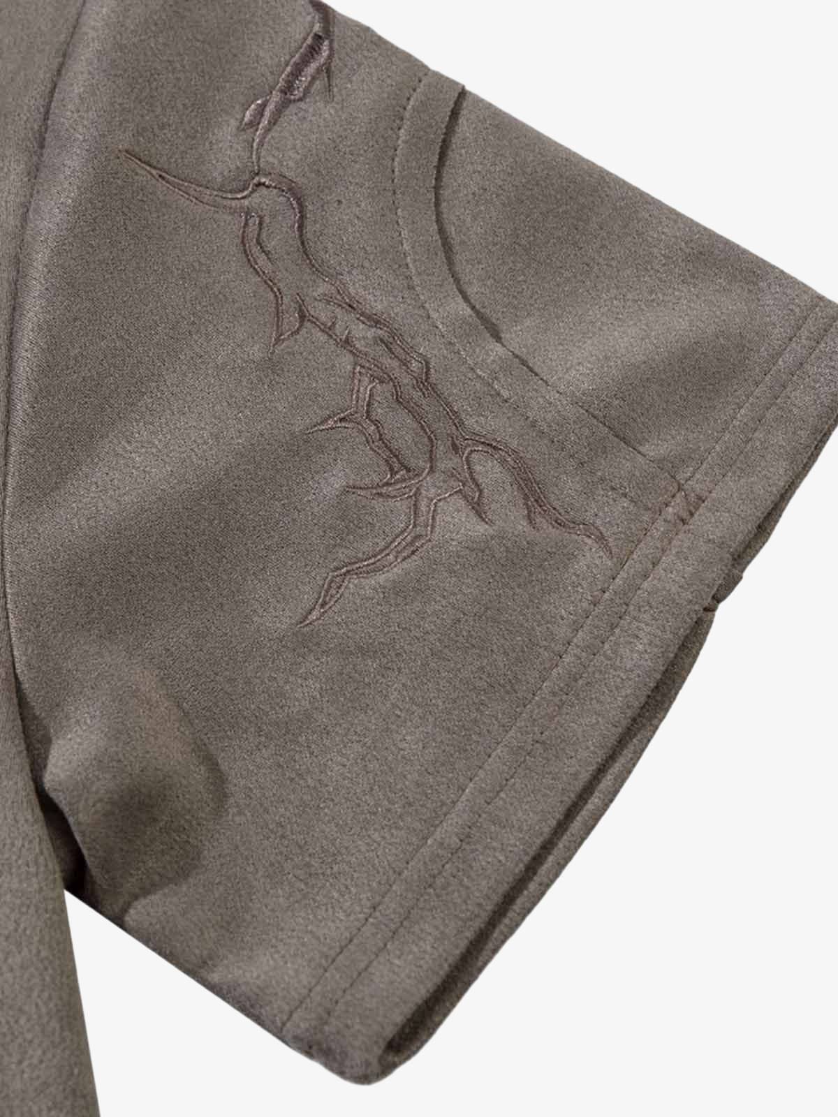 Diken Nakışlı Süet T-Shirt
